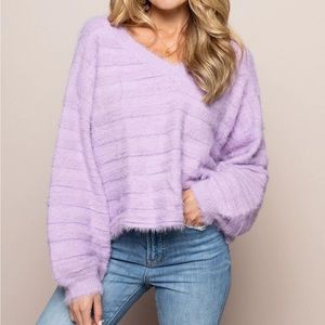 fuzzy lavender cropped sweater